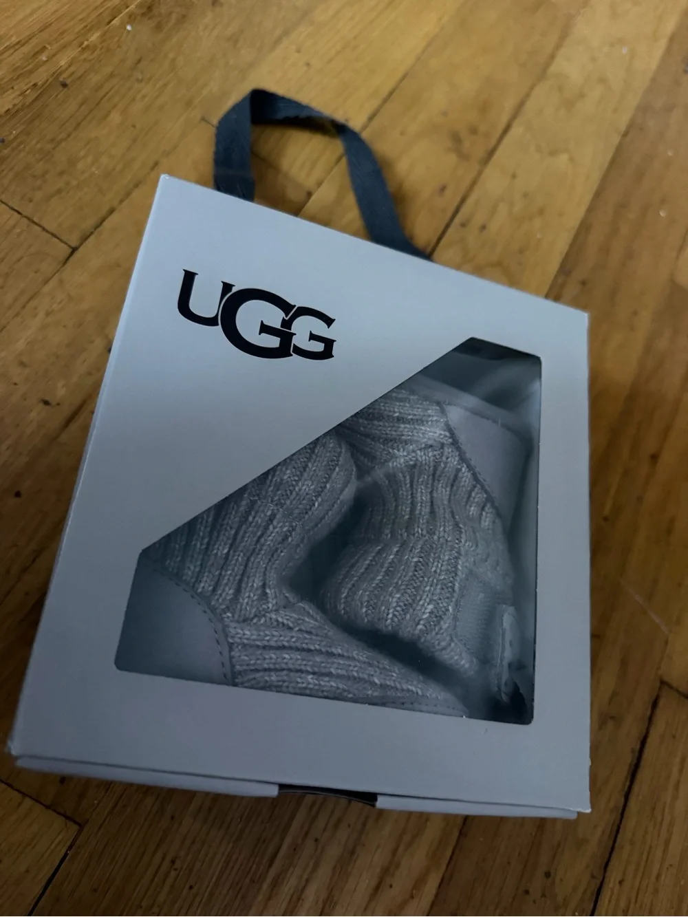 UGG Grey Knit Baby Booties - Cozy Ribbed Slip-Ons